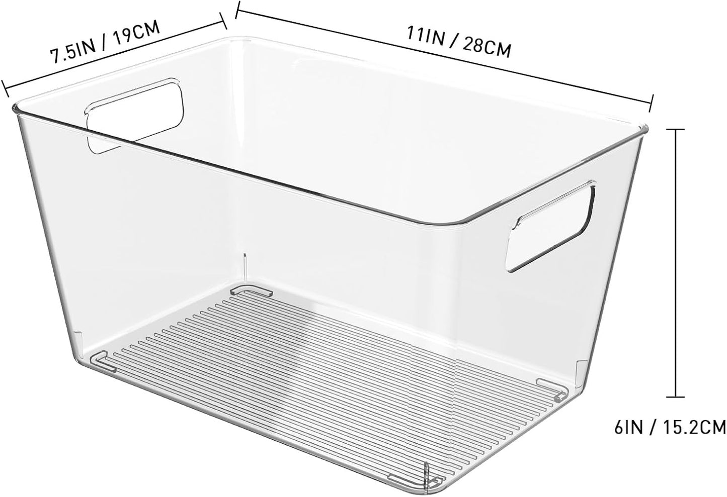 8 Pack Clear Plastic Storage Bins, 11" Large Pantry Organizer Bins with Handles, Plastic Containers for Refrigerator,BPA-Free Perfect for Kitchen,Fridge,Cabinet,Pantry,Bathroom,Closet Organization