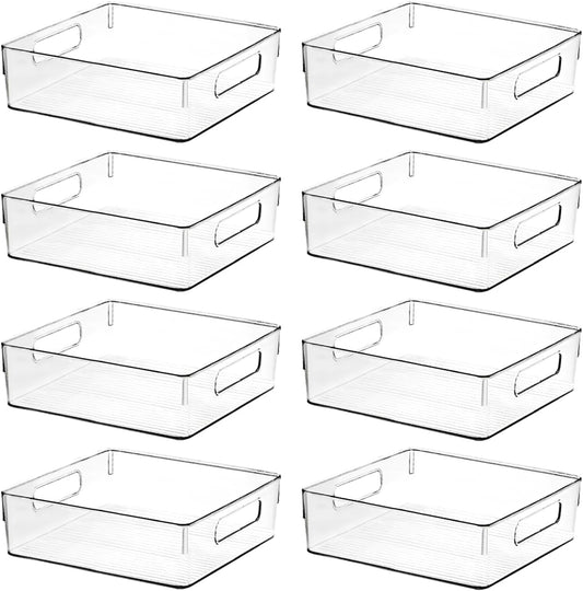 Clear Plastic Storage Bins, Home Bathroom Laundry Room Freezer Refrigerator Pantry Organizers and Storage Containers Fridge Organizer Bins Kitchen Organization Cabinet Medicine Bin for organizing