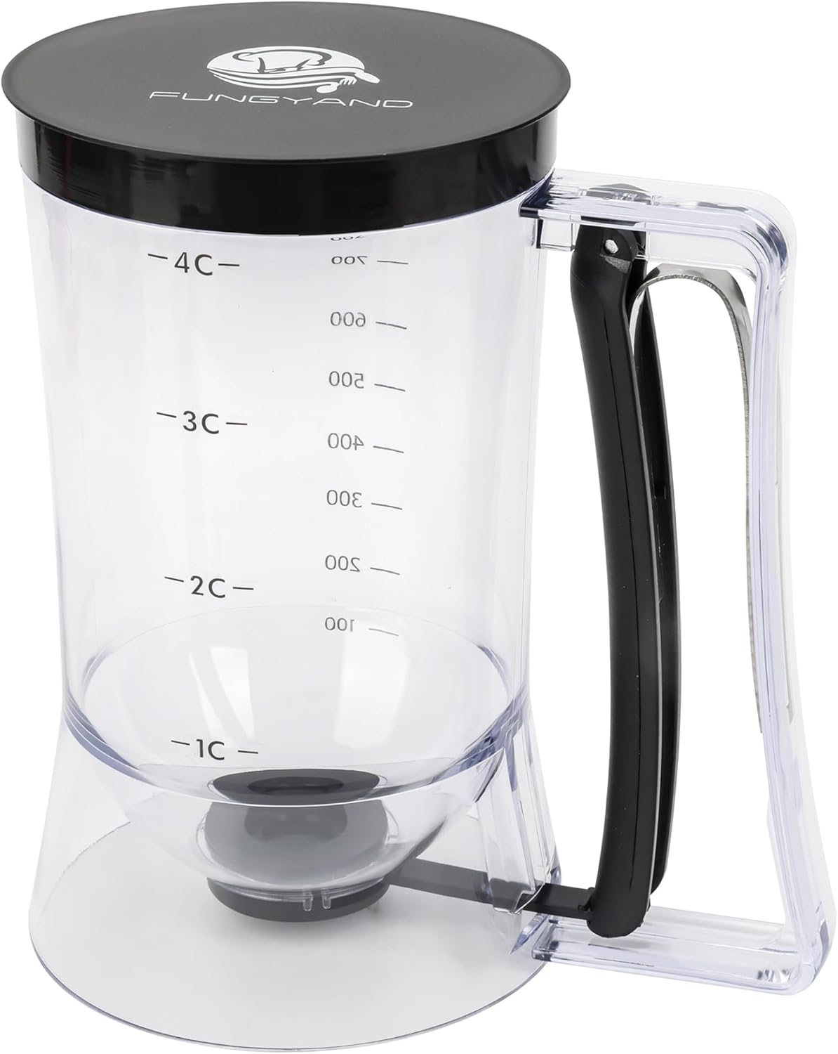 FUNGYAND Pancake Batter Dispenser, 900ML 4 Cups Capacity – Easy-Pour Tool for Pancakes, Cupcakes, Waffles, Muffins & More – Precise Baking with Squeeze Handle - Black