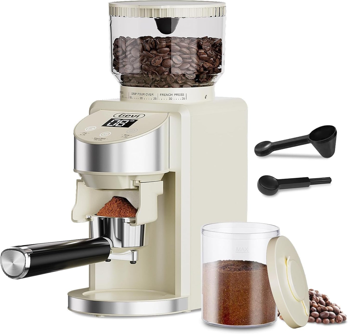 Gevi Coffee Grinder Electric,Coffee Bean Grinder with 35 Grind Settings for Espresso,Drip,French Press,Burr Coffee Grinder for Home Use,Anti-static Design,Beige