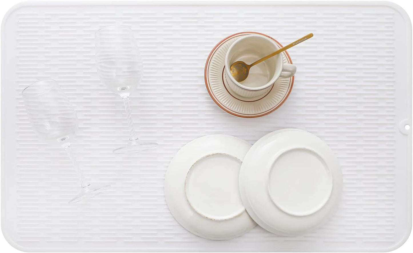 Silicone Dish Drying Mat for Multiple Usage,Easy clean,Eco-friendly,Heat-resistant Silicone Mat for Kitchen Counter or Sink,Refrigerator or Drawer Liner White 3XL 28 inches x 18 inches