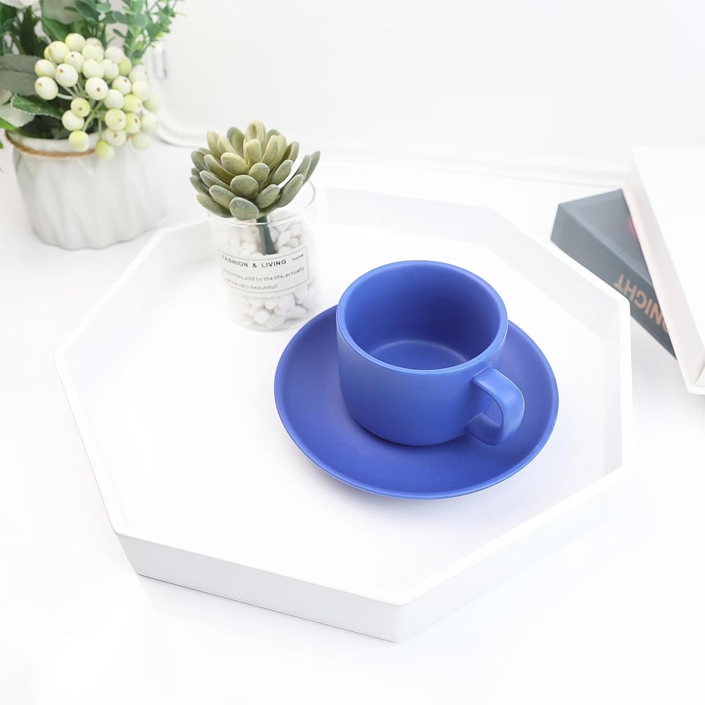 Spsyrine White Plastic Serving Tray for Ottoman, Coffee Table, Regular Octagon Decorative Tray for Entertaining, Outdoor, Living Room, Home Decor