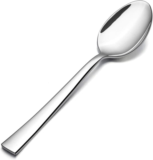 Teaspoon Set of 12, E-far 6.7 Inch Stainless Steel Spoons for Kitchen or Restaurant, Non-toxic & Mirror Polished, Squared Edge & Dishwasher Safe