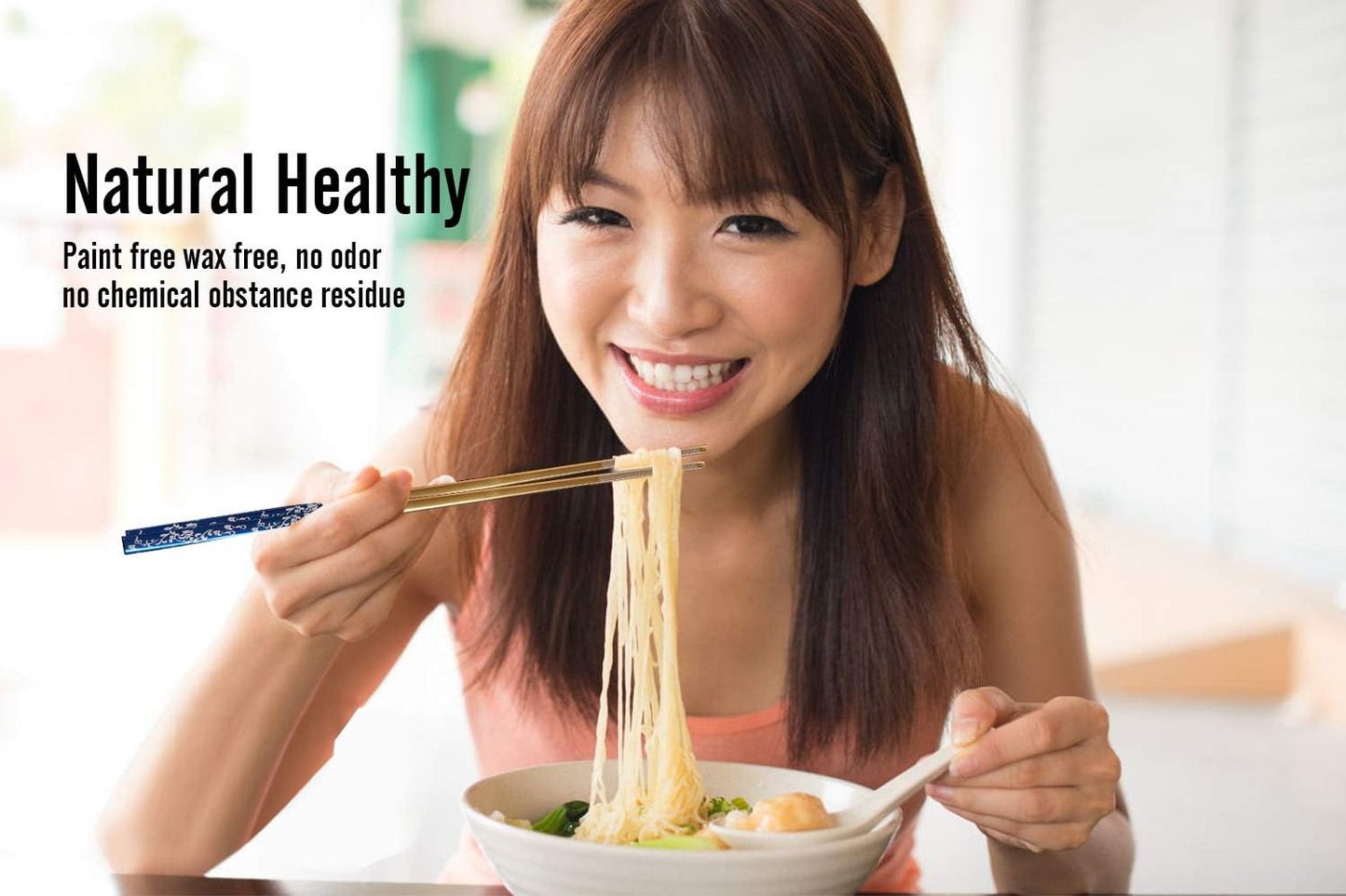 Metal Chopsticks Titanium Plated Stainless Steel Chopsticks Reusable Dishwasher safe Japanese Korean Chopstick lightweight Laser Engraved Anti-slip Chop sticks for Eating 2 Pairs Gift Set Blue Gold