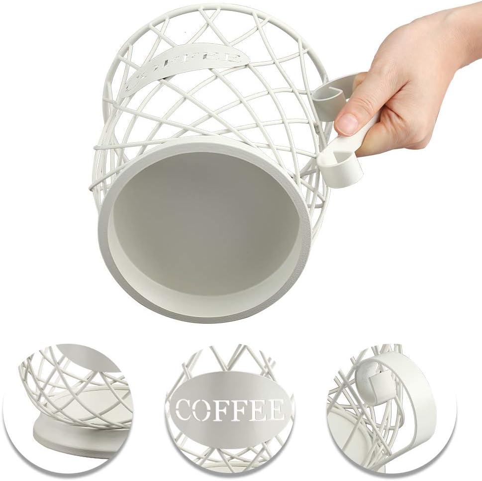 TreeLen Coffee Pod Capsule Storage Holder for 35 K Cups Capacity K Cup Holder K Cup Organizer for Counter Coffee Bar and Coffee Table - White