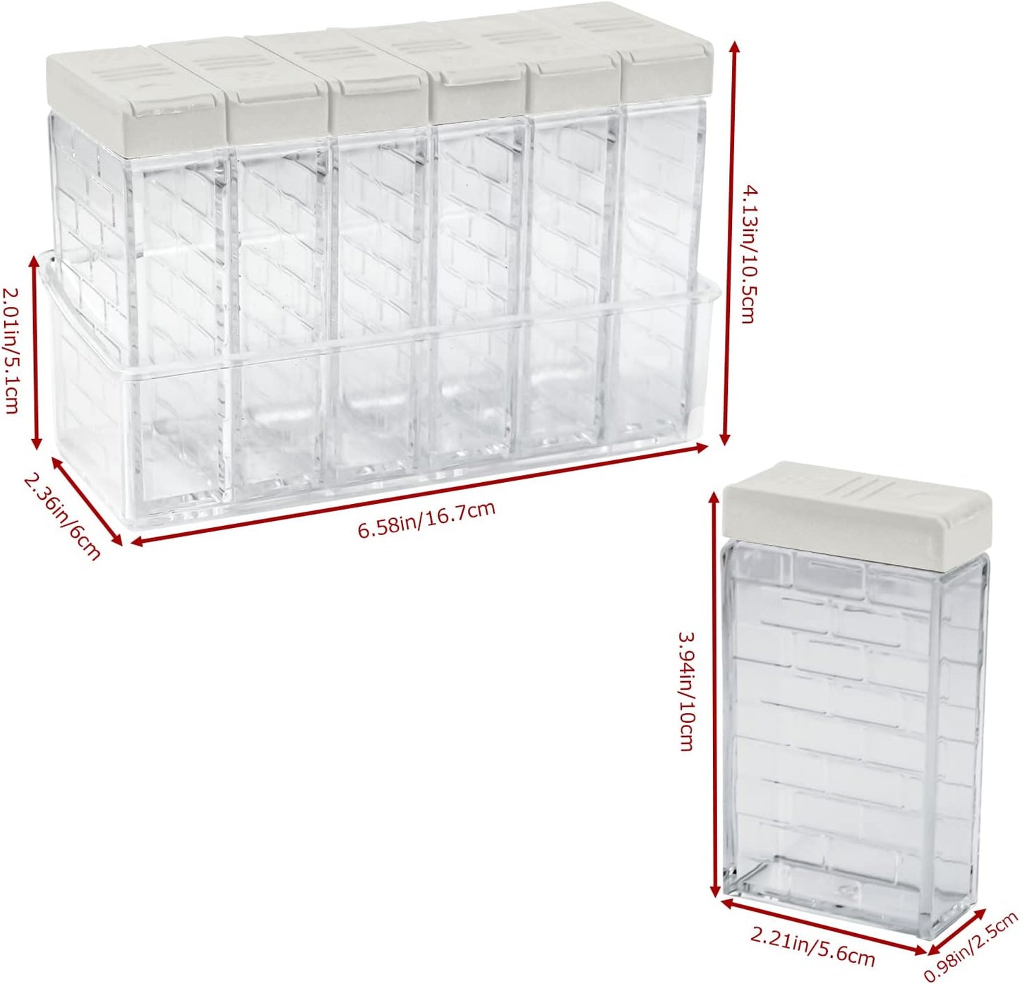 6 Pcs Spice Shaker Jars, Salt and Pepper Shakers, Plastic Spice Dispenser, Salt Shakers, Seasoning Shaker Box, Condiment Set, spice containers (White)