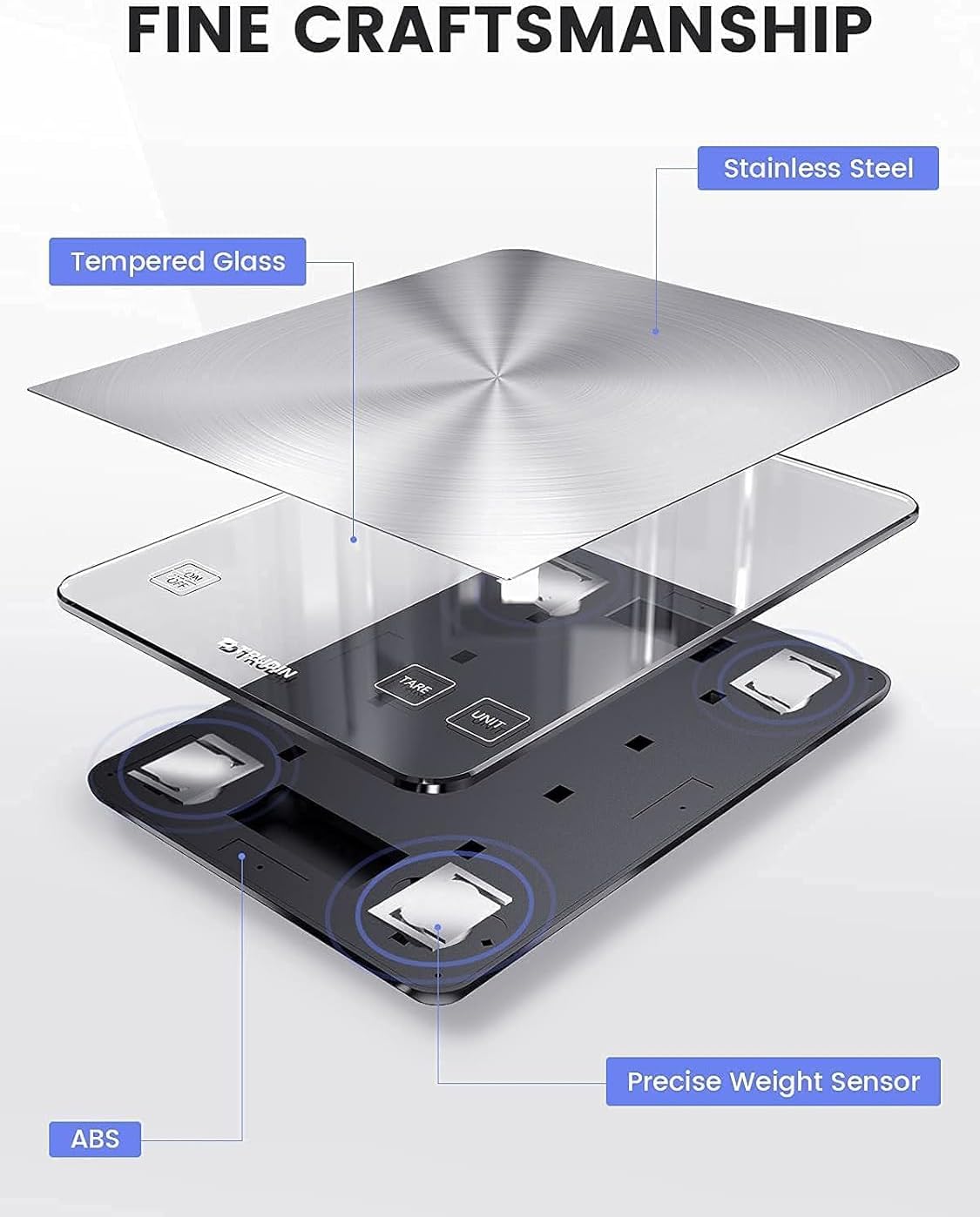 NASA-Grade 33lb Digital Kitchen Scale, Precisely Measures Grams and Ounces for Baking and Cooking, Waterproof Tempered Glass (Bright Black)