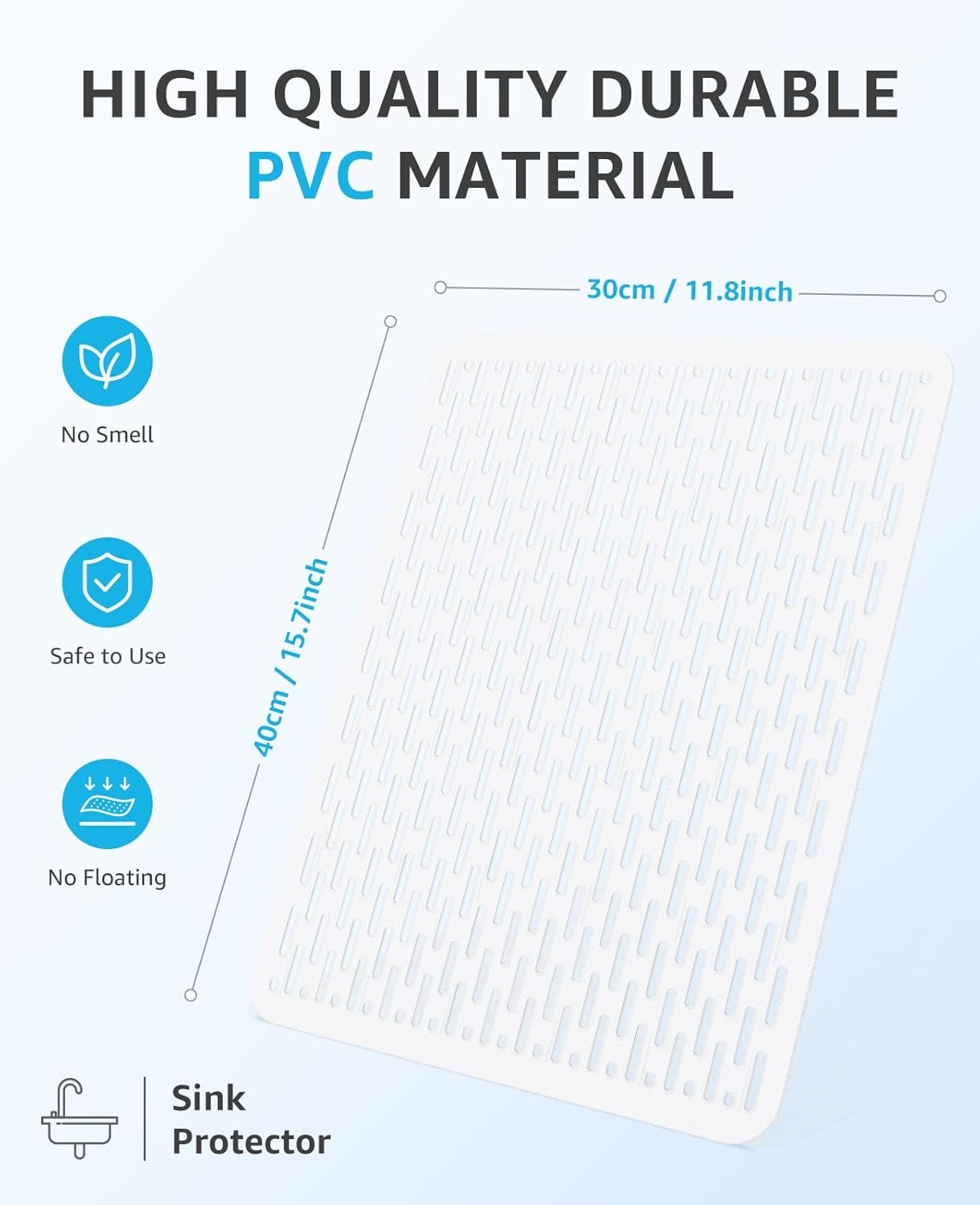 Bligli Mesh Sink Mat, 15.7 x 11.8inch Sink Prtector Mats for Kitchen Sinks, PVC Eco-Friendly Sink Protectors for Bottom of Sink, Fast Draining, Easy Cleaning, Clear