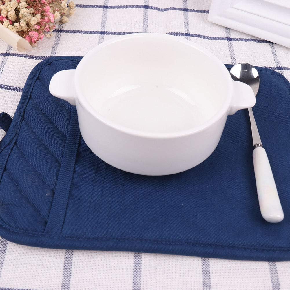 Anyi Blue Pot Holders with Pocket - Heat Resistant Cotton Hot Pads for Counter and Table