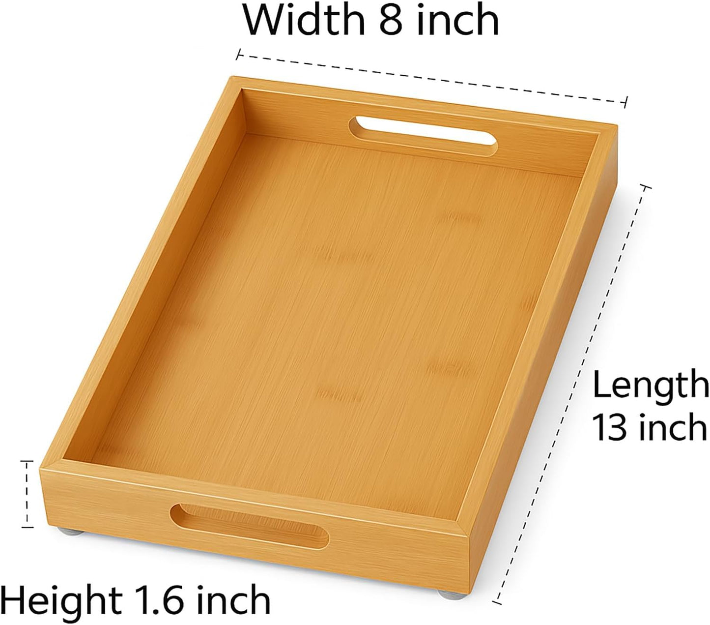 Tray for Oil Bottles Kitchen Counter – Bamboo Organizer with Handles, Waterproof Coating & Non-Slip Feet, 13×8 Inch Condiment Holder for Spices, Sauces & Seasoning Jars
