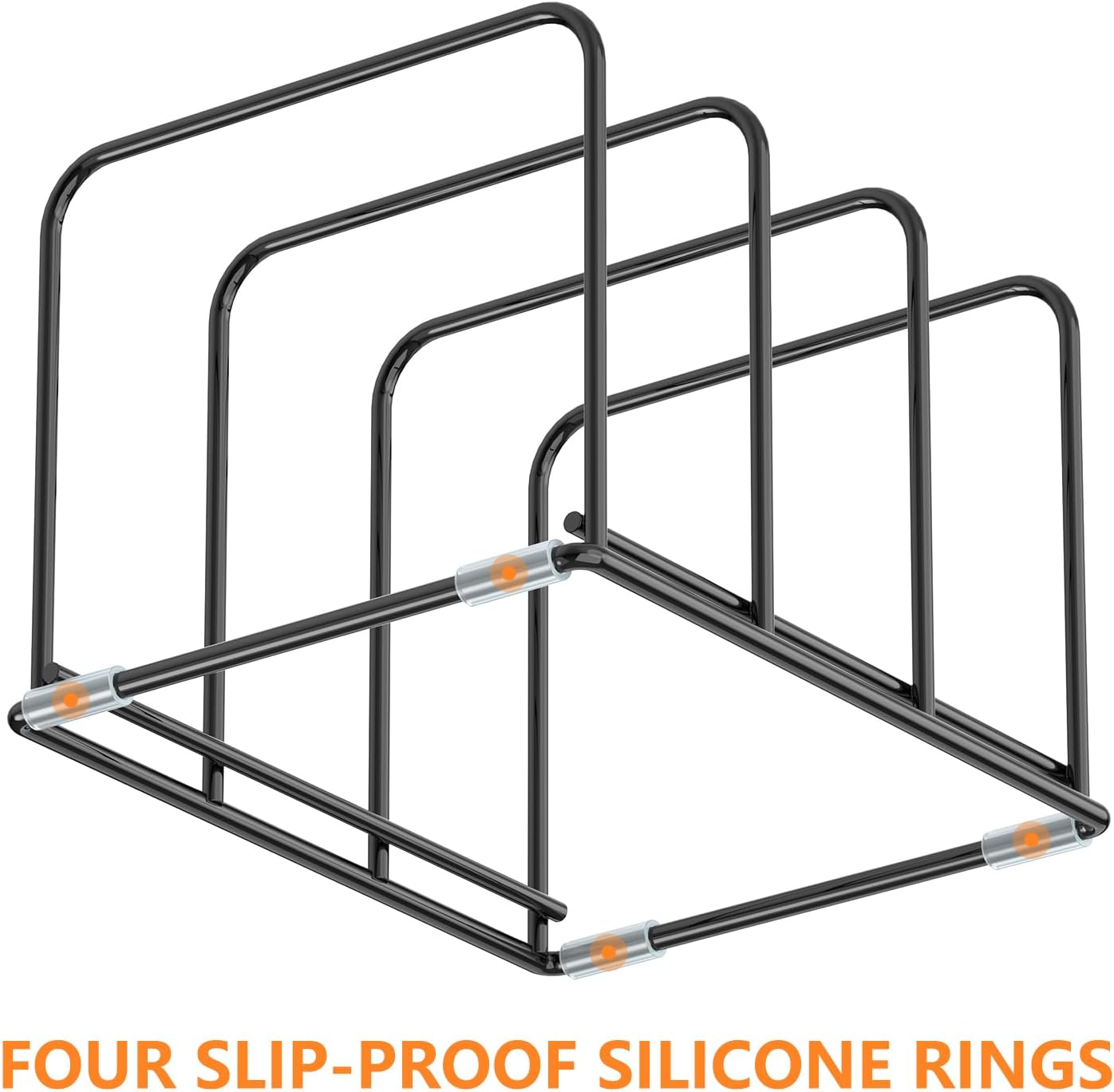 Kitchen Cabinet Organizer, 2PSC Steel Cookware Holder, Divided Holder with 3 Slots for Skillets Baking Tray and Chopping Board Rack - Pan Holder Storage (2.2 Inch Width Slots)