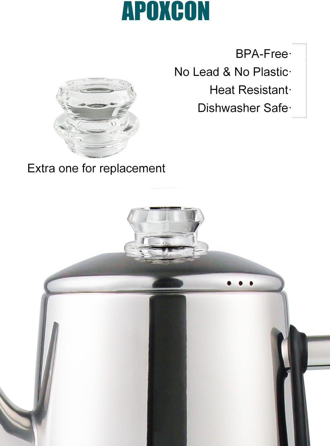 Electric Coffee Percolator Stainless Steel Coffee Maker with Two Heat Resistant Tough Glass Clear Brew Progress Knob Classic Look Keep Warm & Cordless Serving Coffee Pot 12 Cup