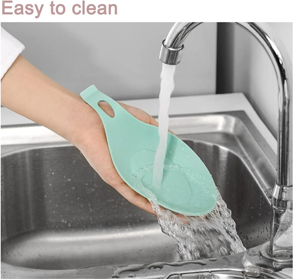 4-PACK Silicone Spoon Rest for Kitchen Counter, Kitchen Gadgets Organizer Kitchen Spoon Holder, Almond-Shaped Cooking Spoon Holder for Stove Top for Countertop
