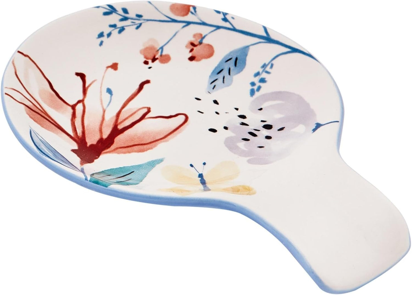 Bico Blossom Symphony Spoon Rest for Stove Top, Ceramic Spoon Holder for Kitchen Counter, Easy to Clean Coffee Spoon Rest Dishwasher Safe, Kitchen Cooking Utensil Rest for Ladles Spatula