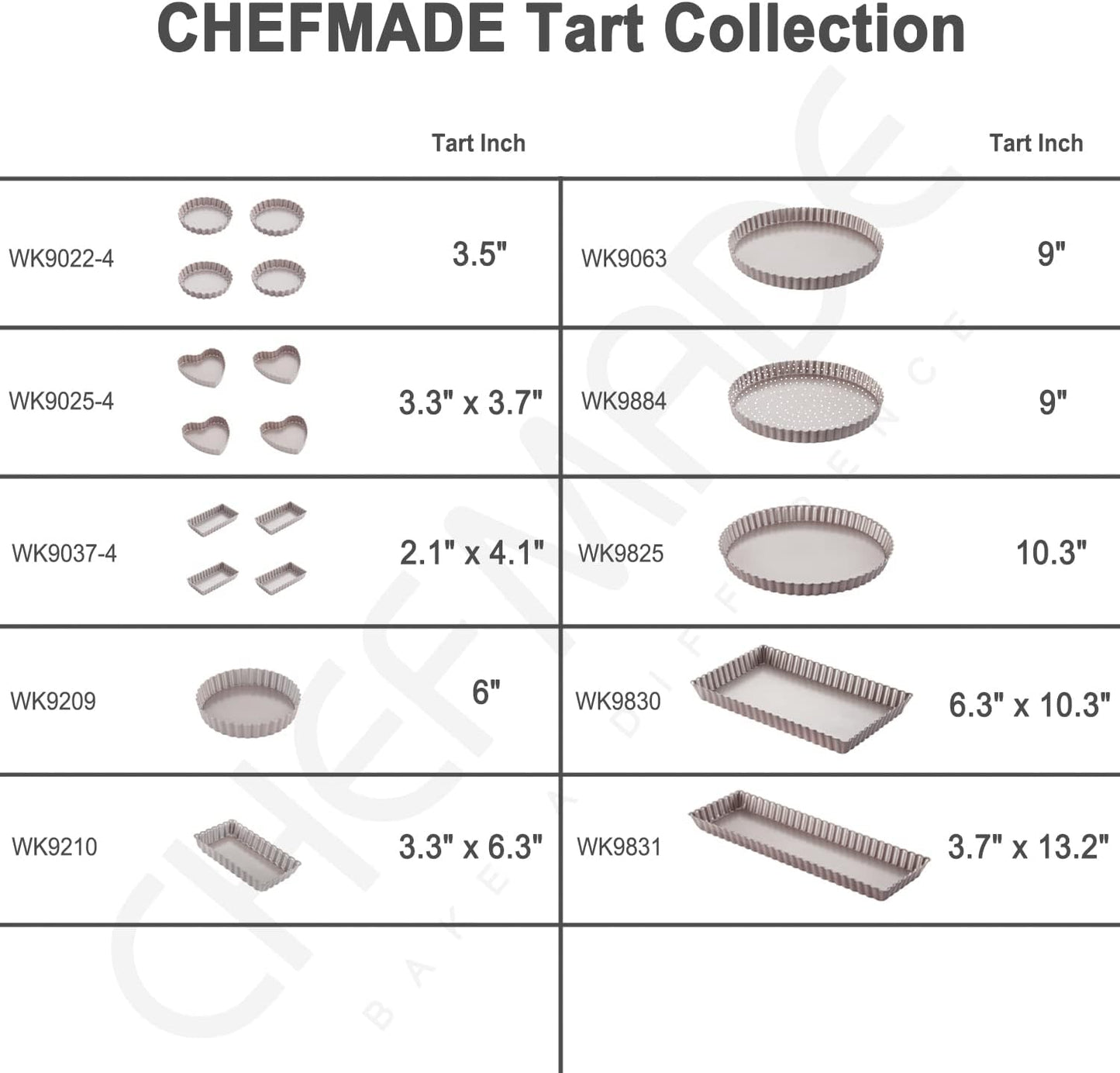 CHEFMADE Rectangle Tart Pan, 7x11-Inch with Removable Loose Bottom Non-Stick Oblong Quiche Bakeware for Oven Baking (Champagne Gold)