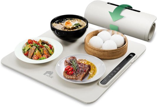 EconoHome Food Warming Mat - Electric Food Warmer - Fast Heating, 3 Heat Levels, Large Surface Area, Constant Temperature - Portable Silicone Warming Tray for Meals