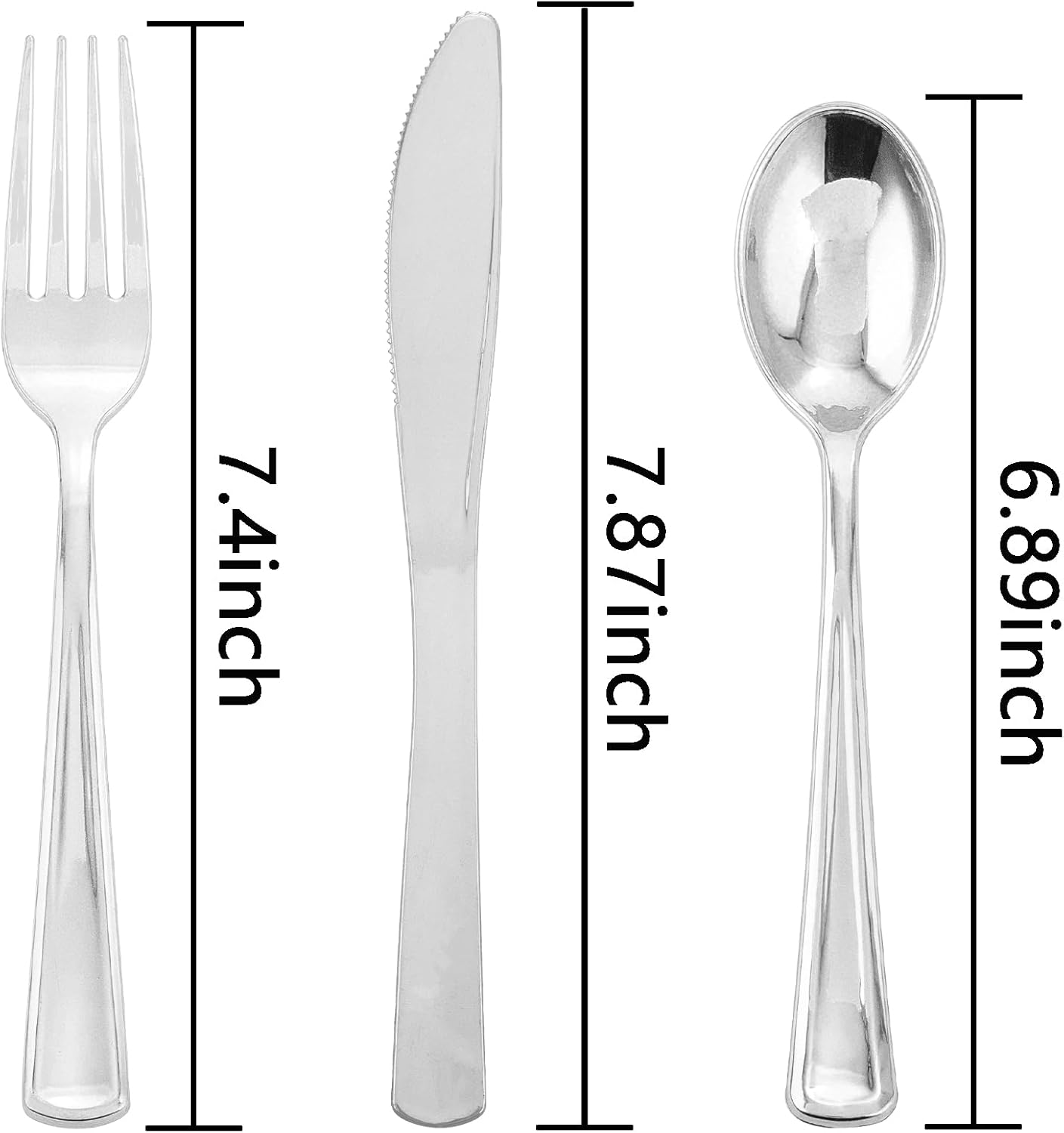 Liacere 200Pcs Silver Plastic Cutlery-Silver Plastic Silverware- Disposable Plastic Silverware - 100 Silver Forks, 50 Silver Spoons, 50 Silver Knives Perfect for Wedding＆Valentine's Day