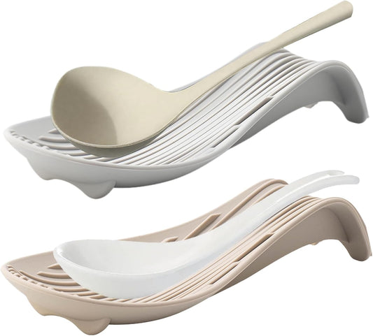 Spoon Rest, 2PCS Silicone Spoon Rest for Stove Top, spoon rest for stove top,Large Cooking Utensil Holder for Kitchen Counter, Heat-Resistant Kitchen utensil holder for Countertop