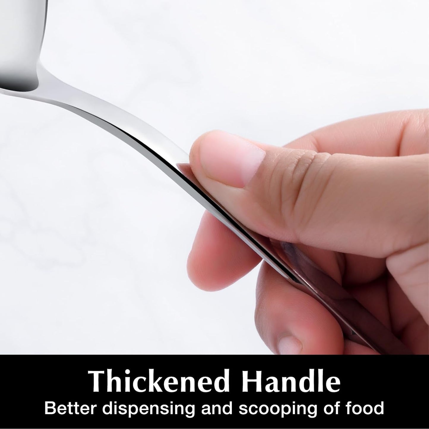 KINGSTONE Large Hostess Serving Utensils Set, Heavy Duty 18/10 Stainless Steel - 10 inch Serving Spoons, Slotted Spoons, Forks, Tongs, Cake Pie Server for Buffet, Wedding, Party