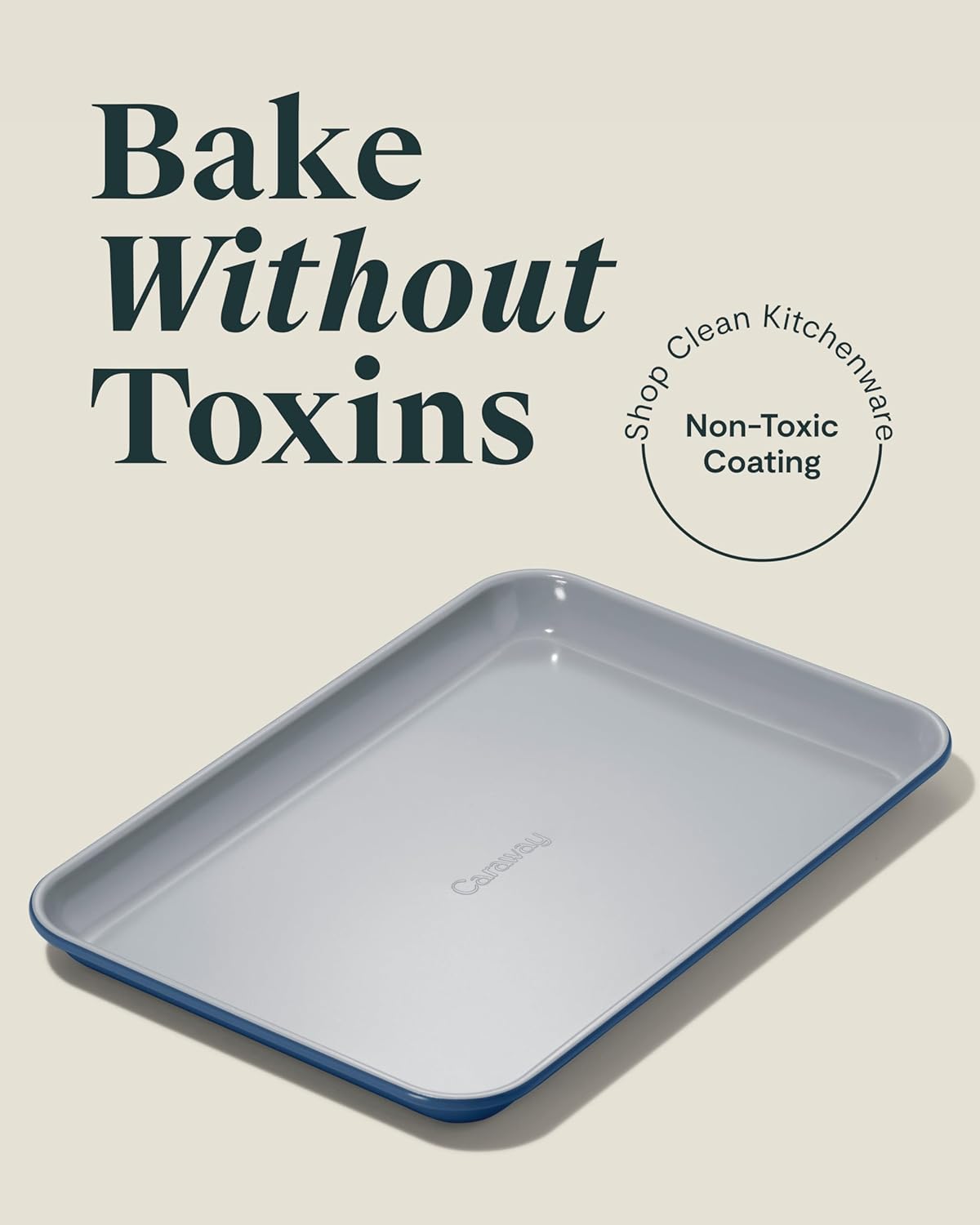 Caraway Nonstick Ceramic Small Baking Sheet Duo (9x13”) – Non-Toxic, PTFE & PFOA Free – Oven Safe – Aluminized Steel Core – Mini Sheet Pan for Baking, Roasting & More - Navy