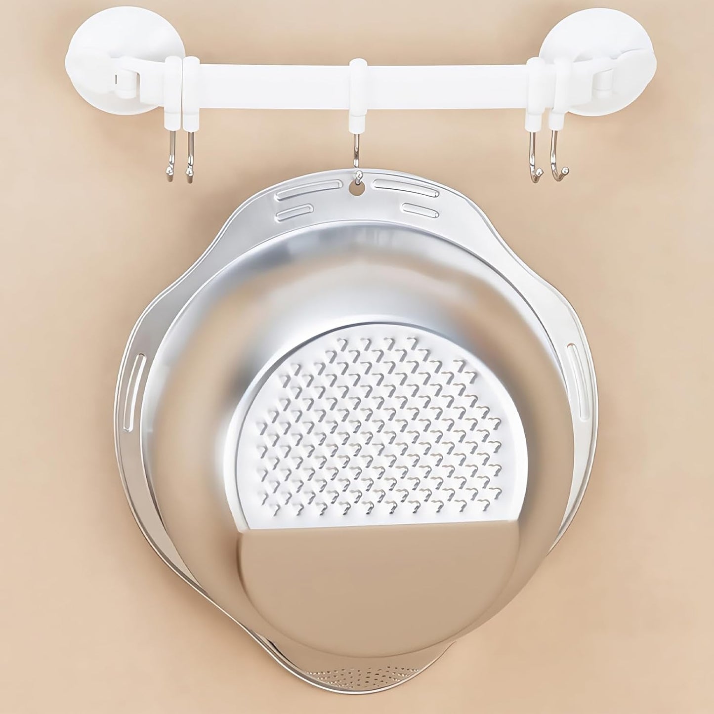 Rice Washer Strainer Bowl - 4-in-1 Washing Bowl for Quinoa, Stainless Steel Side Drainers Colander for Cleaning and Rinsing Fruits, Vegetables, and Beans - Versatile Kitchen Tool