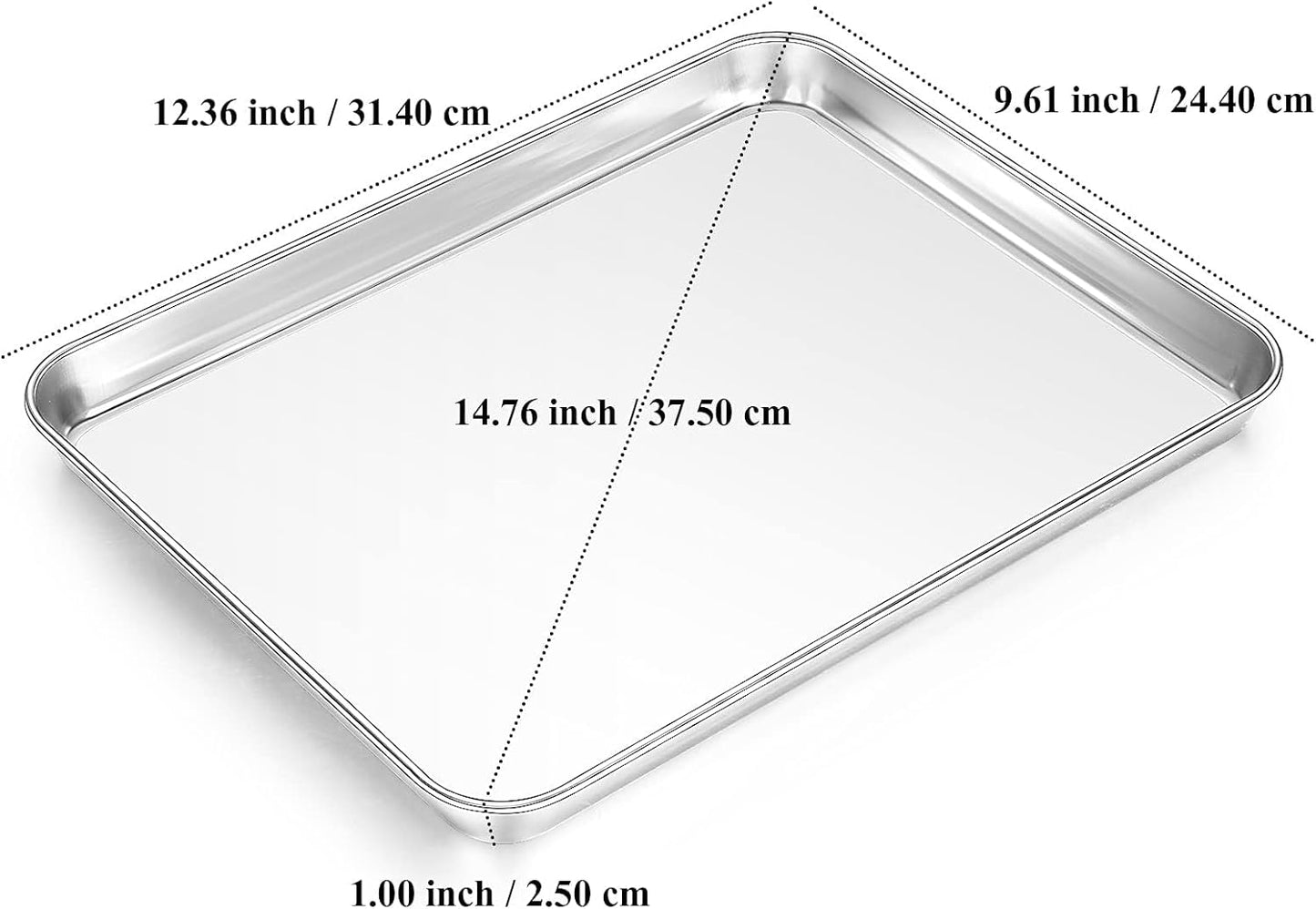 Baking Sheet with Rack Set, Yododo Set of 4 (2 Sheets + 2 Racks), Stainless Steel Cookie Sheet Baking Pan Tray with Cooling Rack, Non Toxic & Heavy Duty & Easy Clean - Size of 12 inch