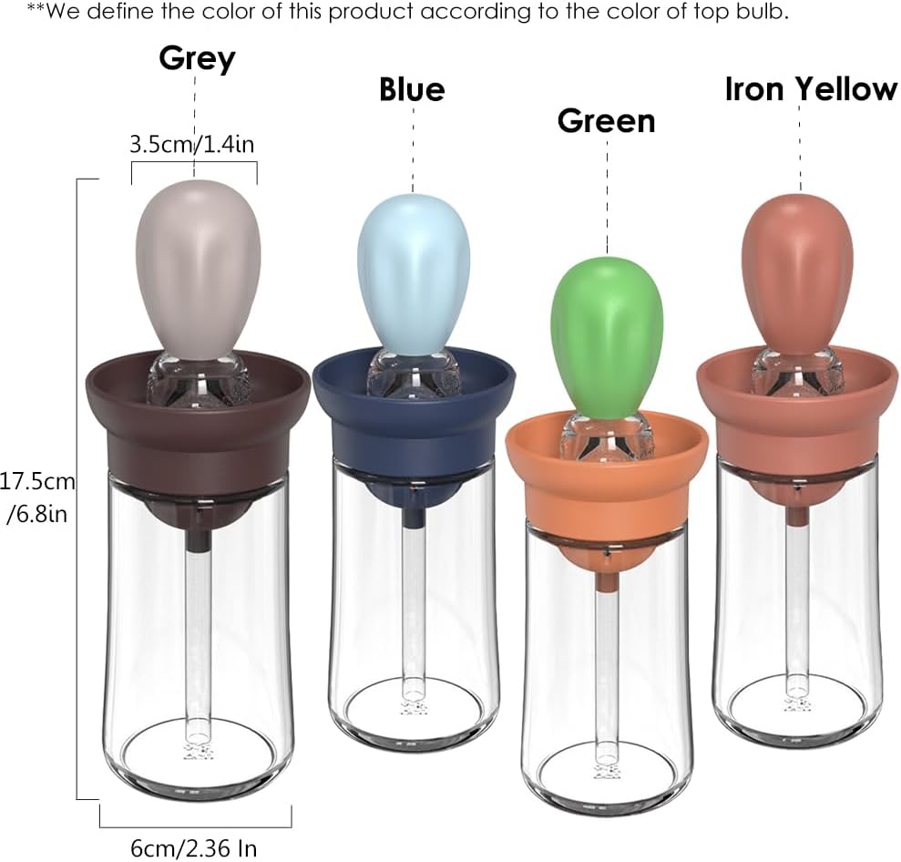 TINMIX Oil Dispenser with Brush - Glass Olive Oil Dispenser for Cooking, 2 IN 1 Oil Dispensing Bottle for Kitchen with Silicone Basting Brush for Vinegar Sauce BBQ Grill Frying, T-OB21, Blue