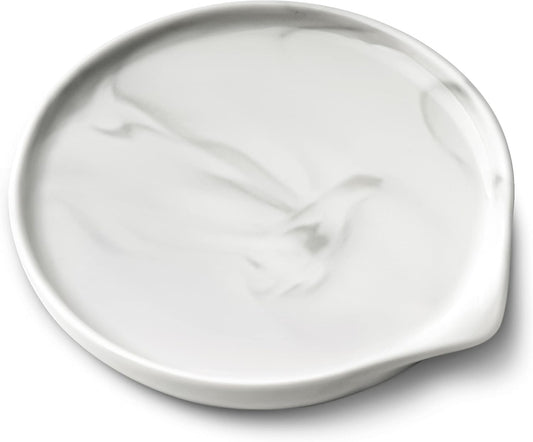 Large Spoon Rest,Ceramic Spoon Rest for Kitchen Counter Dishwasher Safe Marble Decor Spoon Holder for Kitchen,5.5 Inches