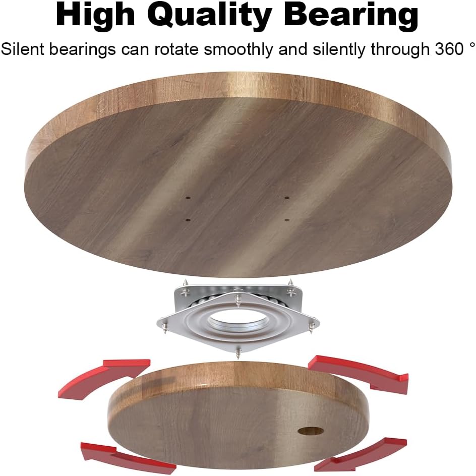 14 inch Wooden Lazy Susan Turntable, Acacia Wood Spinning Organizer for Dining Table, Cabinet, Fridge, countertop, Pantry