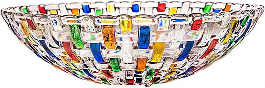 Hand Painted Colorful Woven Glass Crystal Salad & Fruit Bowl Decoration,Centerpiece For Home,Office,Wedding Decor, Fruit, Snack, Dessert, Server