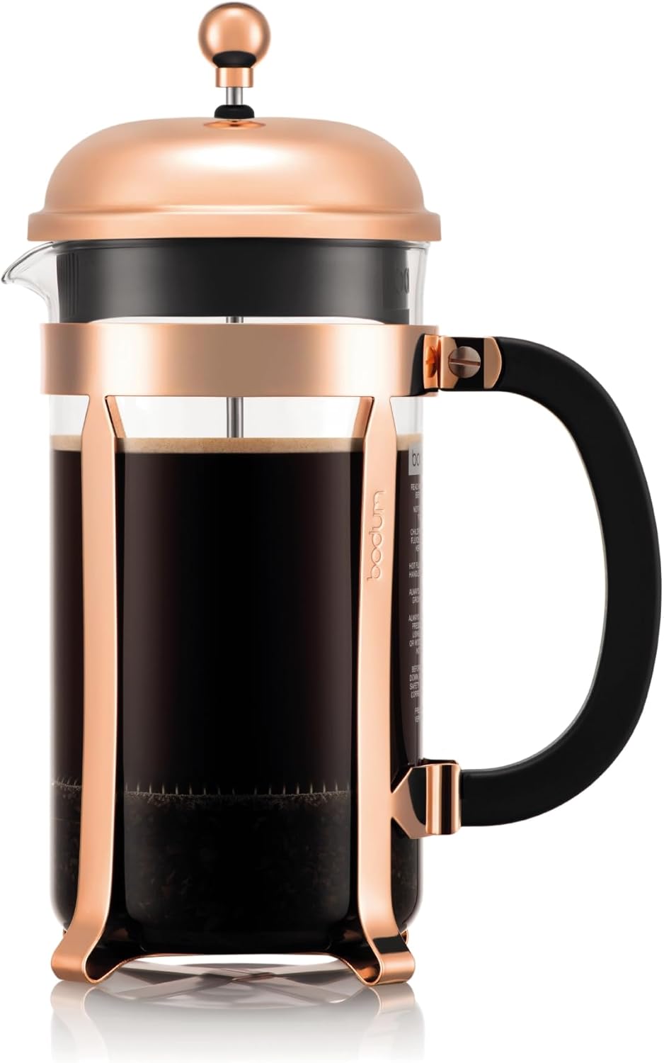 Bodum 34oz Chambord French Press Coffee Maker, High-Heat Borosilicate Glass, Stainless Steel, Copper – Made in Portugal
