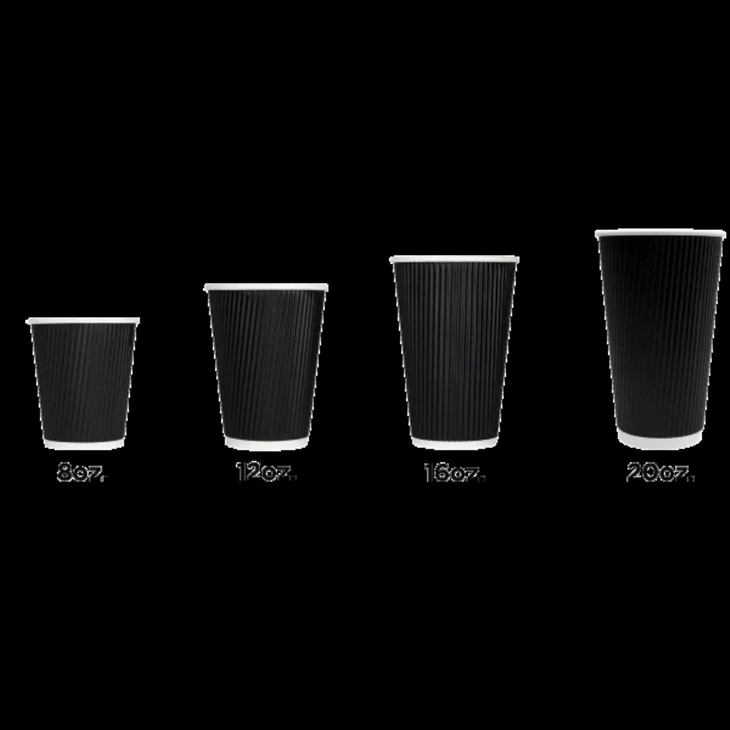 Karat C-KRC520B 20 oz Ripple Paper Hot Cups - Black (Case of 500)