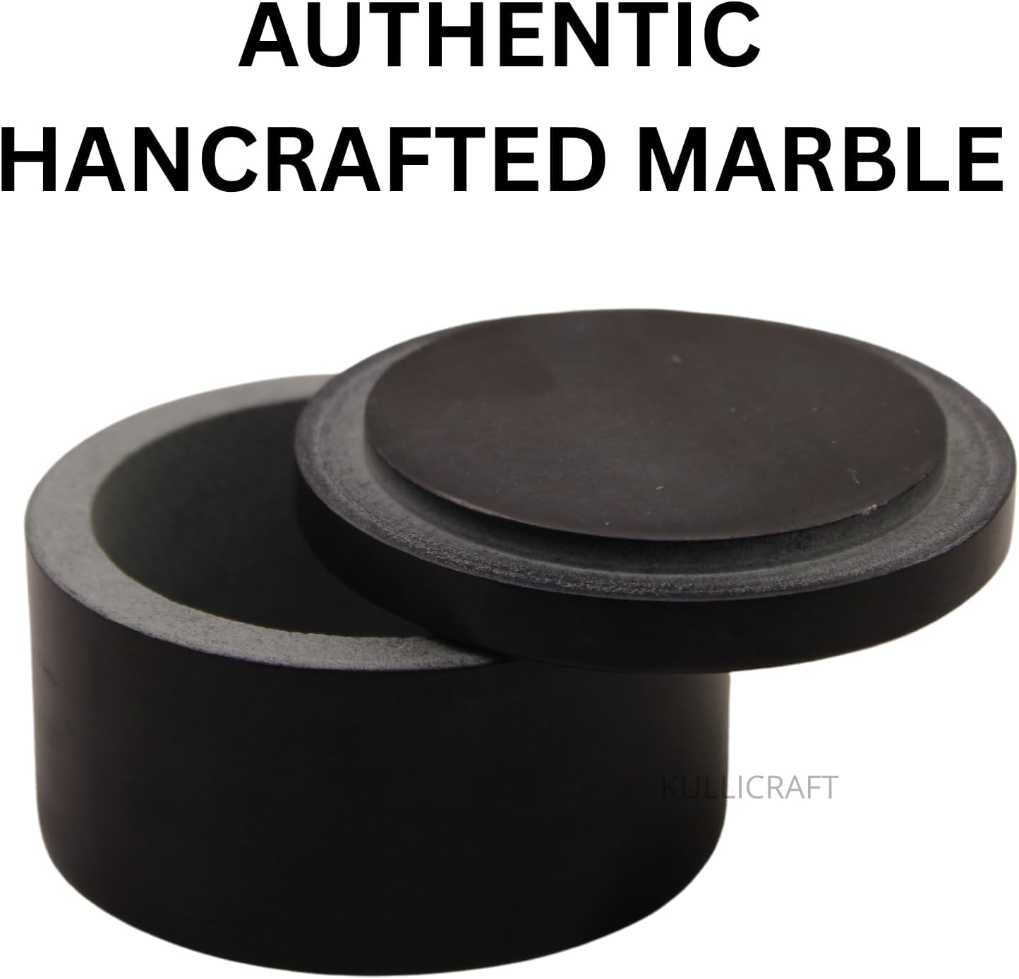 Unique Salt and Pepper Box Elegant Round Marble Black Salt Box With Lid For Salt, Spice and Herbs Storage. Perfect Container To Store (3.5 X 3.5 X 2 INCH)