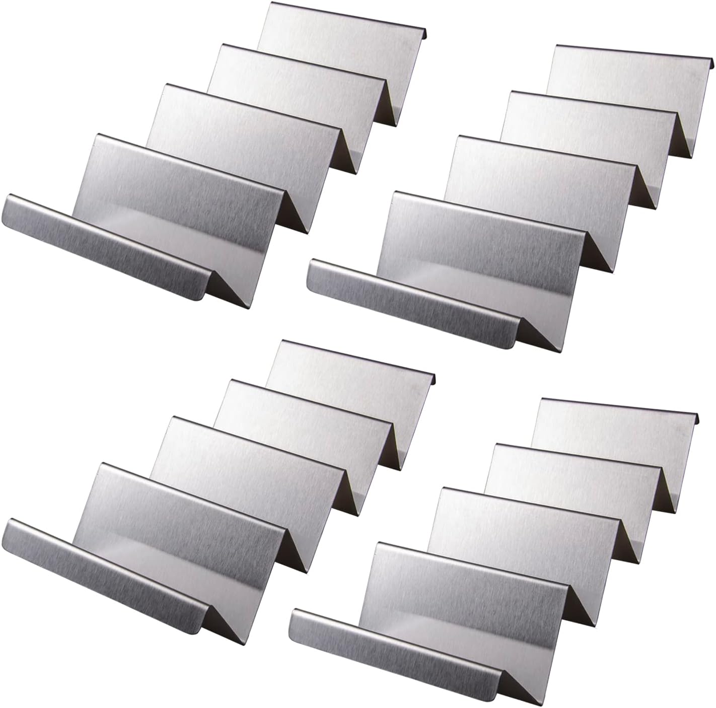 Taco Holders - Stainless Steel Taco Stand Rack Hold Up to 4, Taco Holder Tray Style, Taco Rack Holds Oven Safe for Baking, Dishwasher and Grill Safe Taco Racks Pack 4