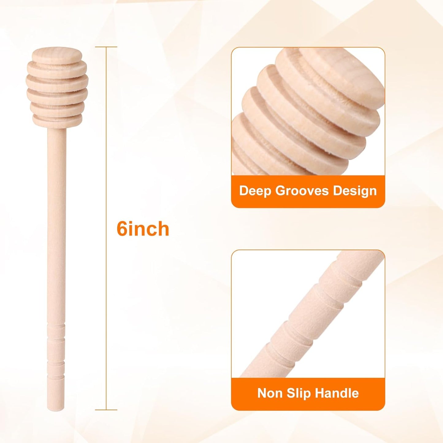 50 PCS Wooden Honey Sticks Dipper 6 Inch, Individually Wrapped Mini Honeycomb Honey Stirrer Stick For Honey Jar Dispense Drizzle Honey and Wedding Party Favors Gift