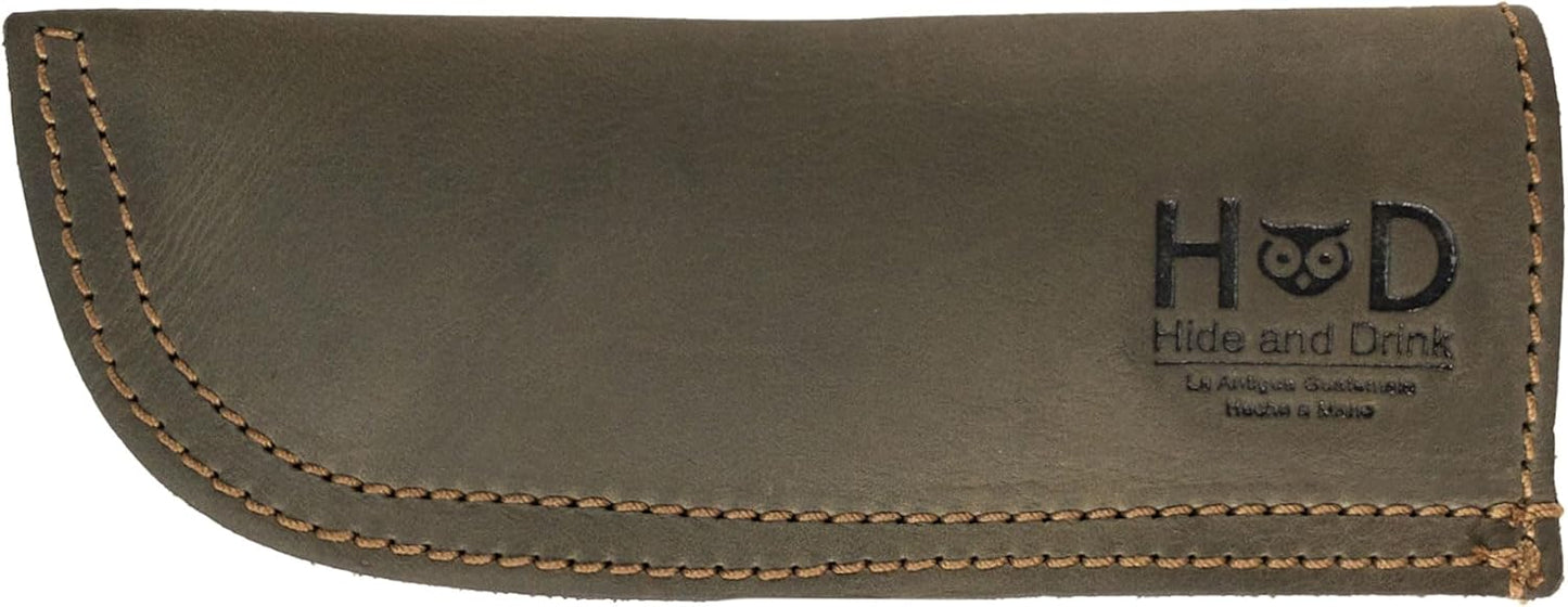 Hide & Drink, Hot Handle, Cast Iron Protector, Panhandle Potholder, Double Layered, Double Stitched, Slides On/Off Easily onto Metal Skillet Grips, Full Grain Leather, Handmade, Dark Jade