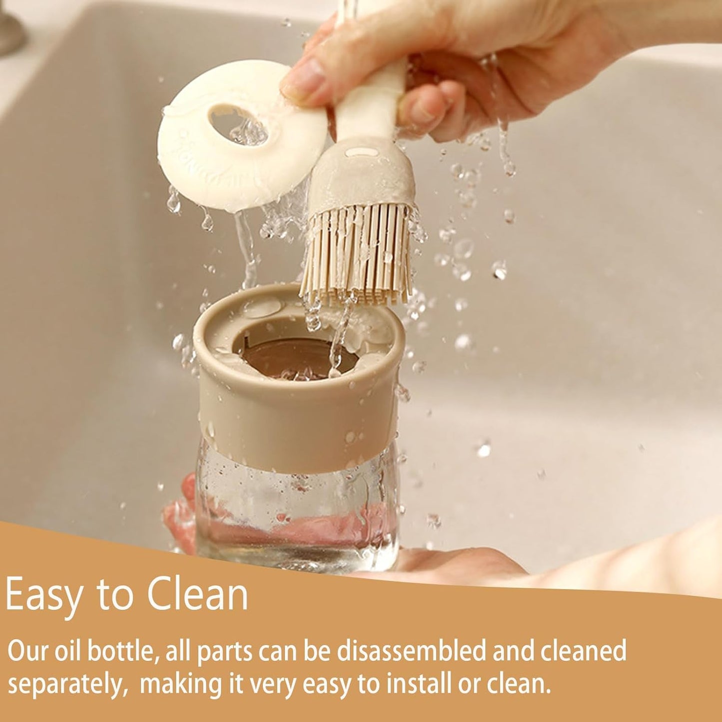 Sauce and Oil Bottle with Silicone Brush for Cooking BBQ Kitchen - 6.8oz