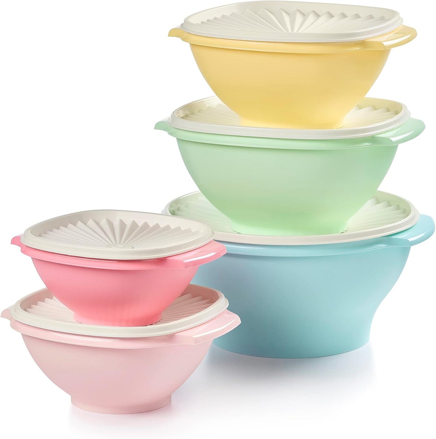 Tupperware Heritage Collection, 10 Piece Food Storage Container Set in Vintage Colors, Dishwasher Safe and BPA Free (5 Bowls, 5 Lids)