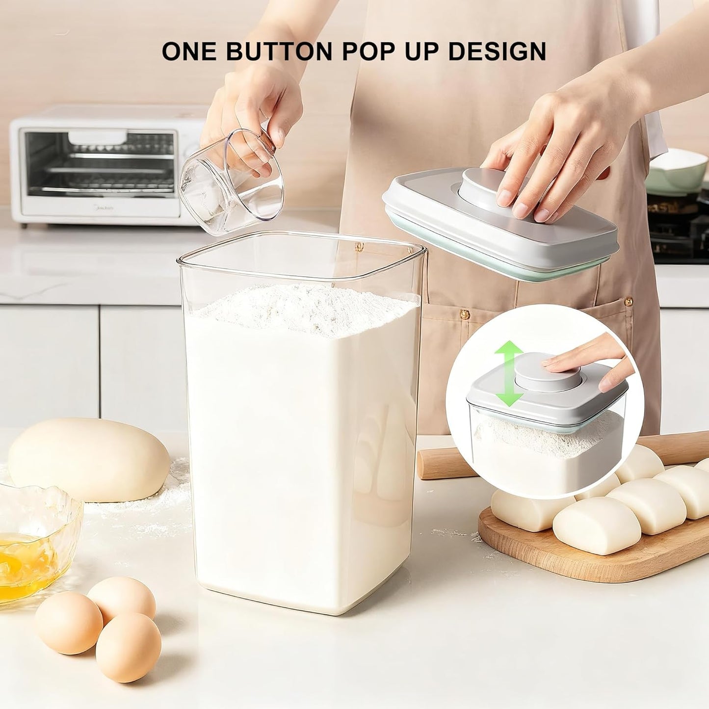 Pop Containers with Lids - Stackable Airtight Food Storage, Kitchen Pantry Storage Containers for Snacks Candy Salt Herbs Spices BPA-Free (4000ml / 4.2qt *1)