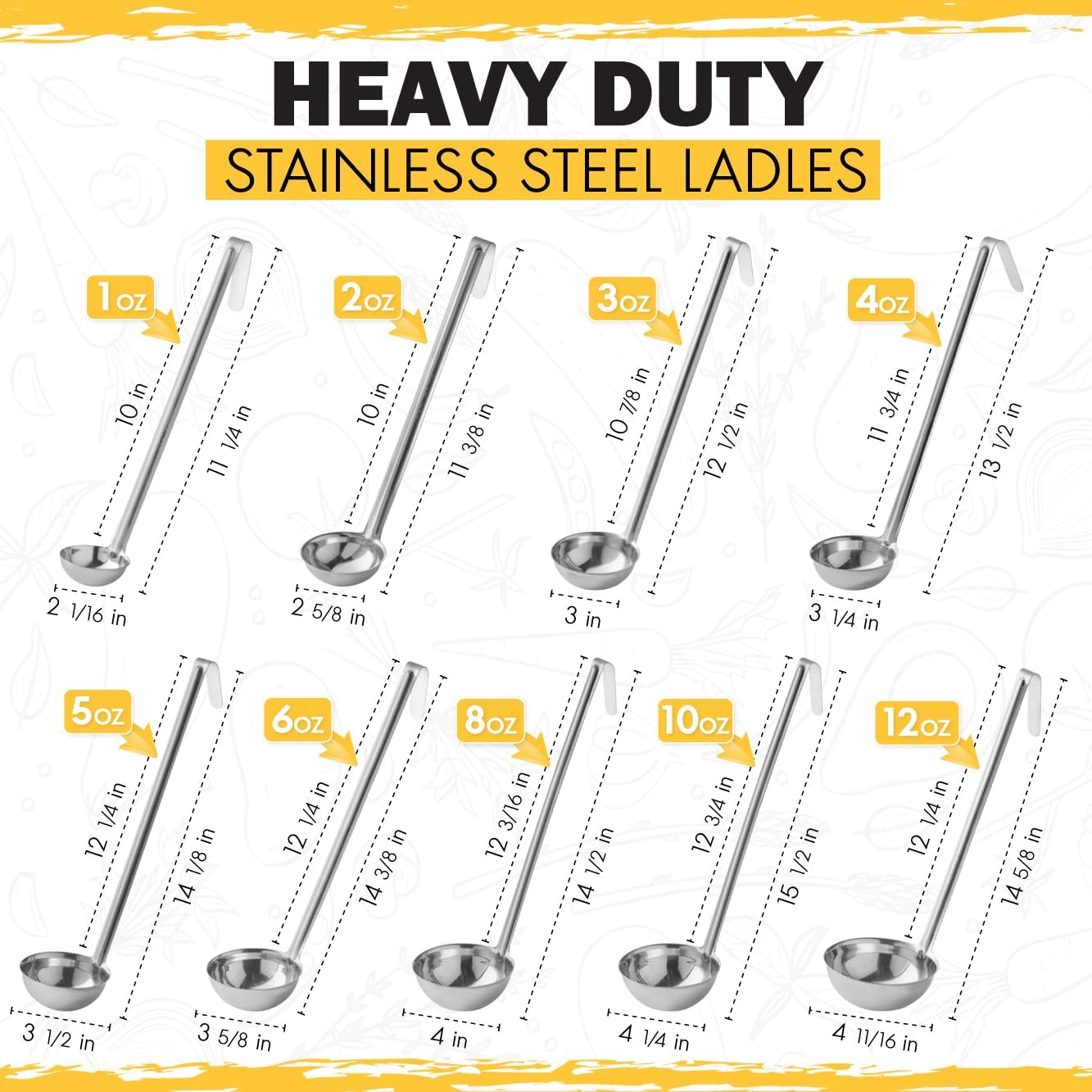 Ladle - Durable Stainless Steel Ladle Serving Measuring Soup Dressing Sauce Gravy Sturdy Dependable Long Handle for Kitchen (1, 6 Oz.)