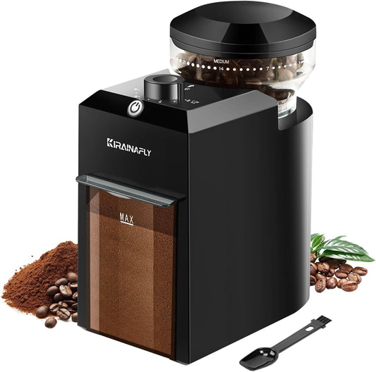 Electric Burr Coffee Grinder,Adjustable coffee grinder with 28 Precise Grind Setting for French Press, Drip Coffee and Espresso,12 Cups, Black
