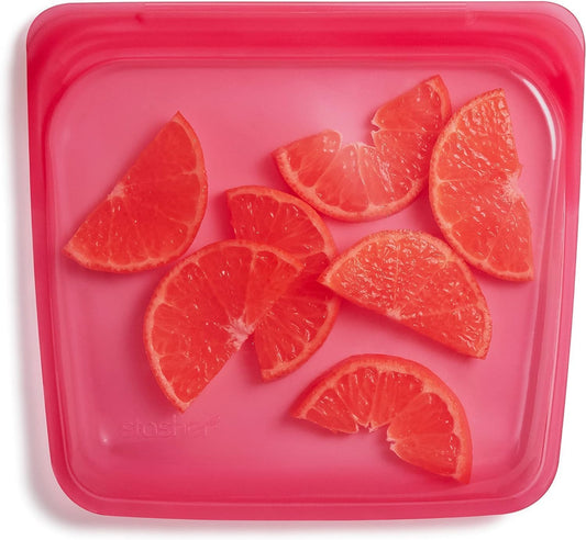 Stasher Premium Silicone Reusable Food Storage Sandwich Bag, Raspberry, Microwave, Sous Vide, Dishwasher, Oven and Freezer Safe, BPA Free, Leak-free, Eco-friendly, 28 Oz