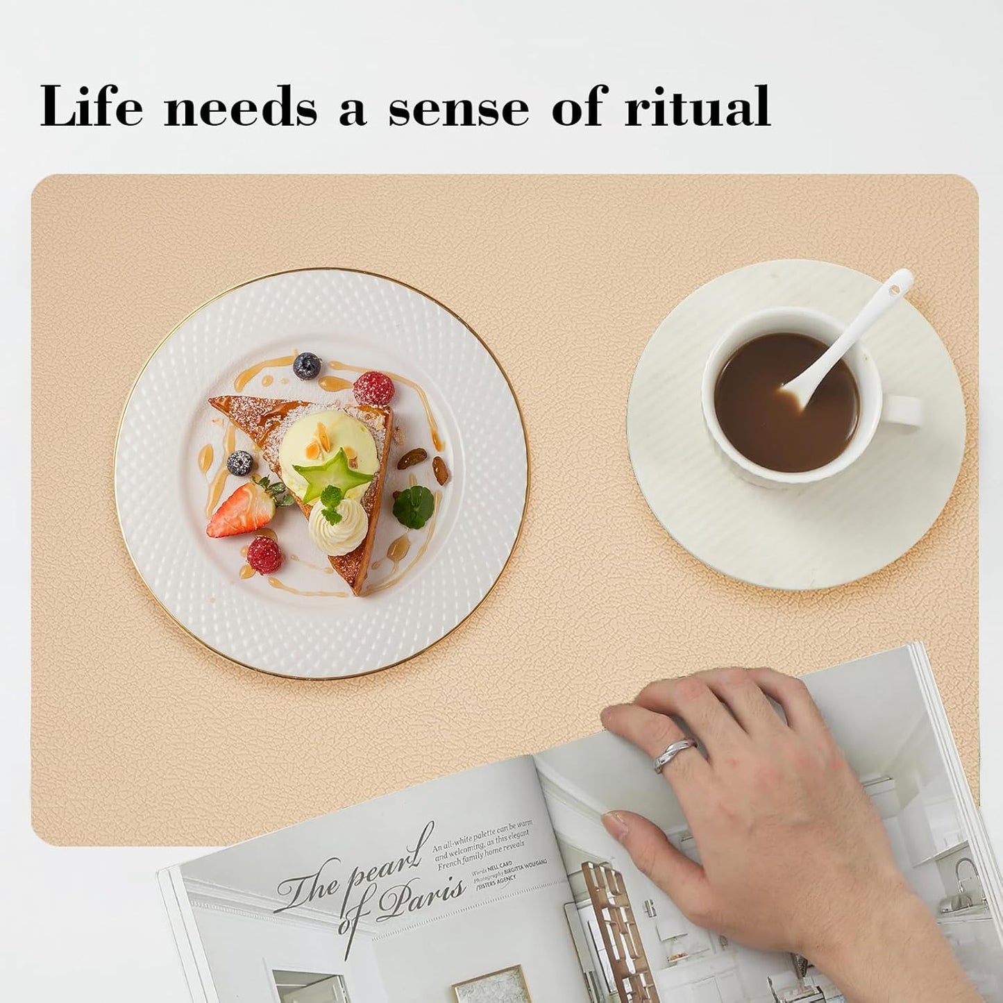 Silicone Placemats Set of 4,Heat Resistant Mats,Non-Slip Mats, Dustproof Placemats, Waterproof, Easy to Clean,Perfect for Indoor & Outdoor Dining,12.6 x 17.7 inches by Siliconty (Light Coffee)