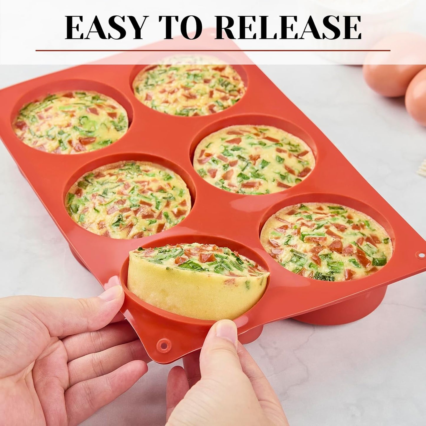 2 Pack Silicone Egg Bite Molds, Deep 3 Inch Frittata Baking Pans, Round Baking Molds for Breakfast Sandwiches, English Muffin, Hamburger Buns, Cheesecake, Dinner Rolls