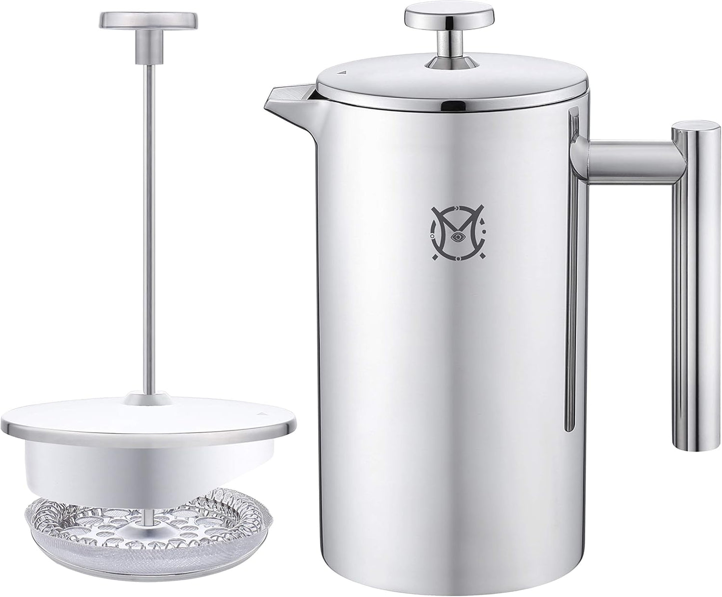 French Press Coffee Maker – 2 Cups Small Stainless Steel Coffee Maker Double Walled French Press 750ML/24OZ