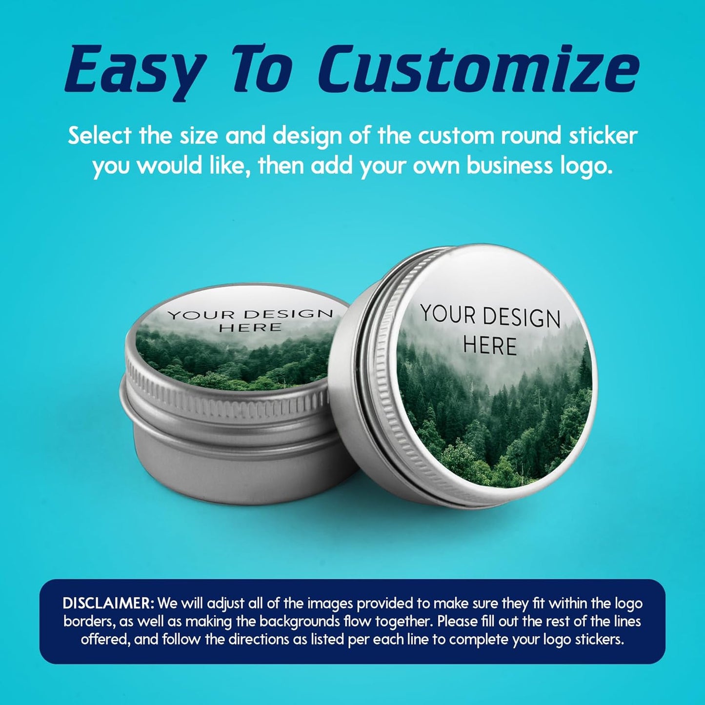 100 Custom Vinyl Stickers - Upload Your own Image, Text, Design, Logo - Personalized Logo Labels for Handmade, Packaging, Bottle, Jars, Candle, Brand Stickers (Foggy Valley, 5x5)