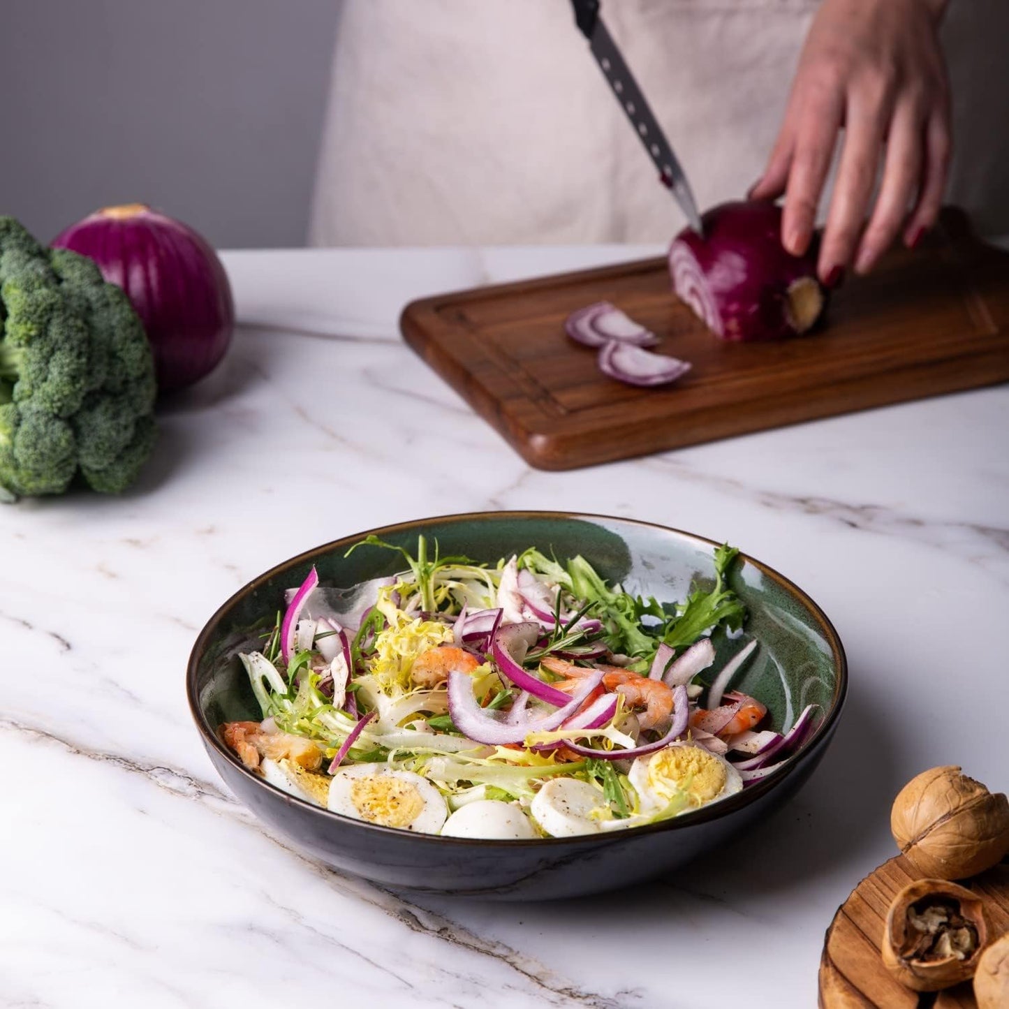 LERATIO 9.0" Pasta Bowls,38oz Ceramic Pasta Bowls,Reactive Glaze Pasta Bowl Set of 4,Microwave & Dishwasher,Oven Safe,Large Wide Serving Bowls for Salad, Dessert,Scratch Resistant-Green