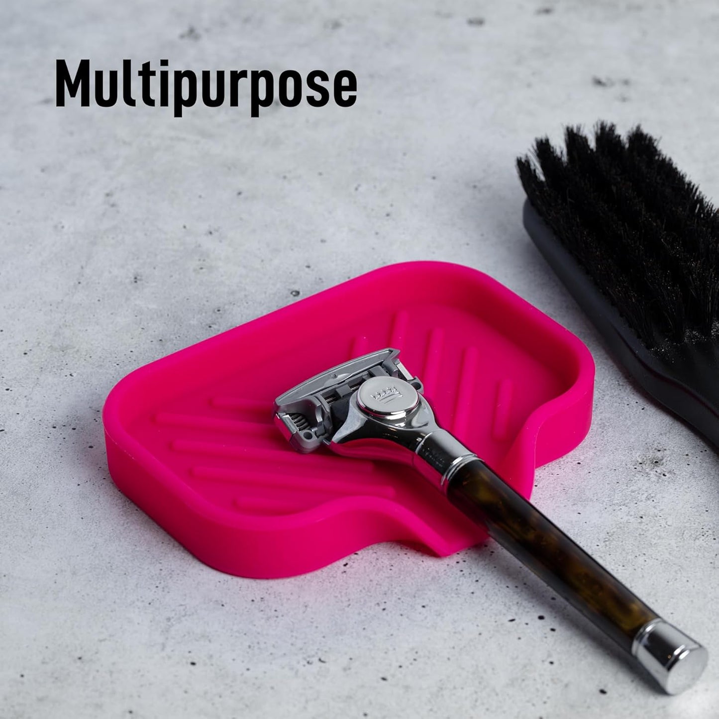 Zulay Kitchen Small Silicone Sponge Holder (4.9x3.3”) – Space-Saving Sink Organizer Tray for Sponge, Soap, Brush & More – Compact Non-Slip Dish for Kitchen & Bathroom (Dragon Fruit)