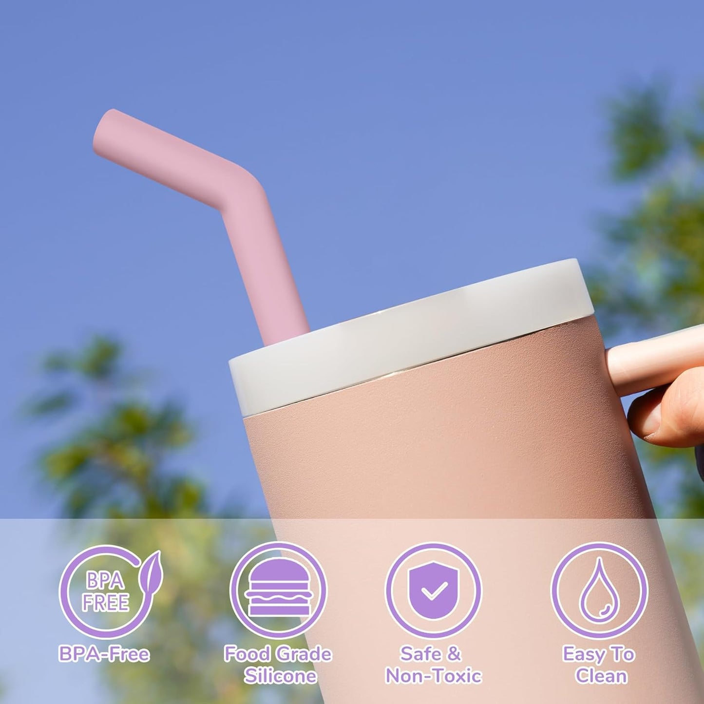 Tomorotec 40oz Straws, 13 Inch Stainless Steel Straw with Silicone Extender Tip for Stanley Adventure Quencher Tumbler 6-Pack with 2 Brushes, 0.35" Diameter Straws Food Grade BPA-Free Colorful Set