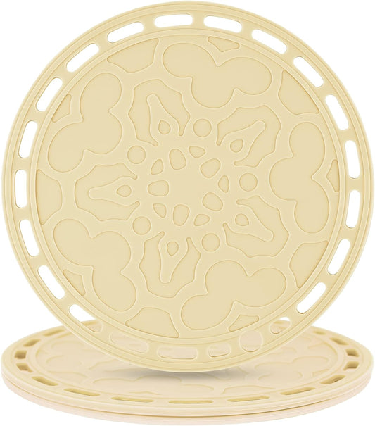 Smithcraft Silicone Trivets - Big Round Silicone Pot Holders and Trivets for Hot Dishes and Pots, Hot Mats for Countertops and Tables, Spoon Rest Set of 3 (Beige)